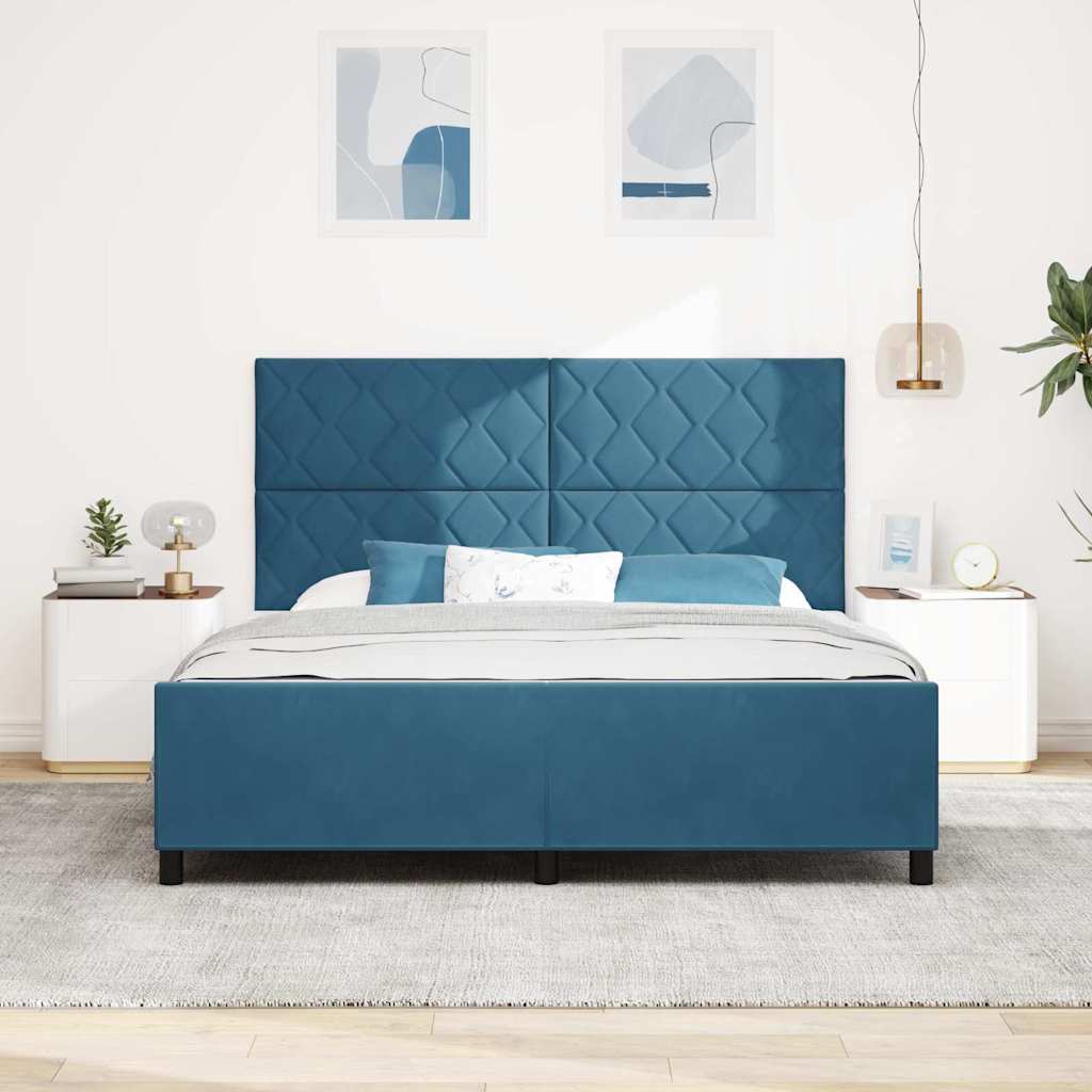 Box spring seng med hovedgærde Mørk blå 180 x 200 cm Fløjl