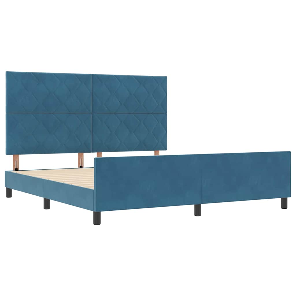 Box spring seng med hovedgærde Mørk blå 180 x 200 cm Fløjl