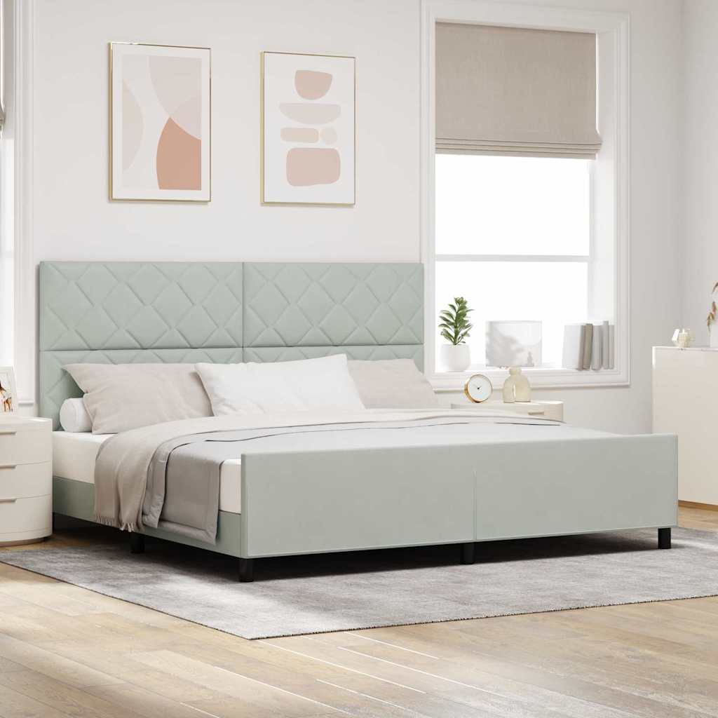 Box spring seng med hovedgærde Lysegrå 200 x 200 cm Fløjl
