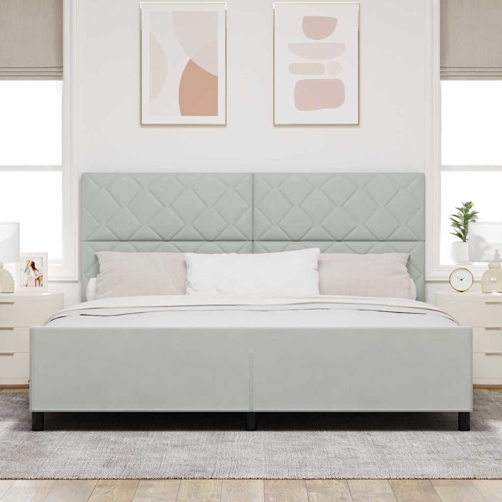 Box spring seng med hovedgærde Lysegrå 200 x 200 cm Fløjl
