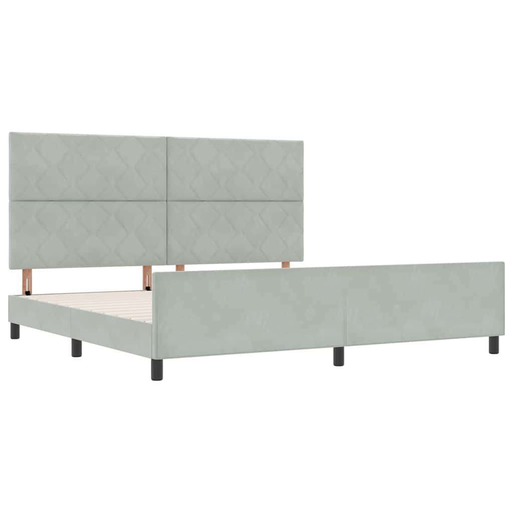 Box spring seng med hovedgærde Lysegrå 200 x 200 cm Fløjl