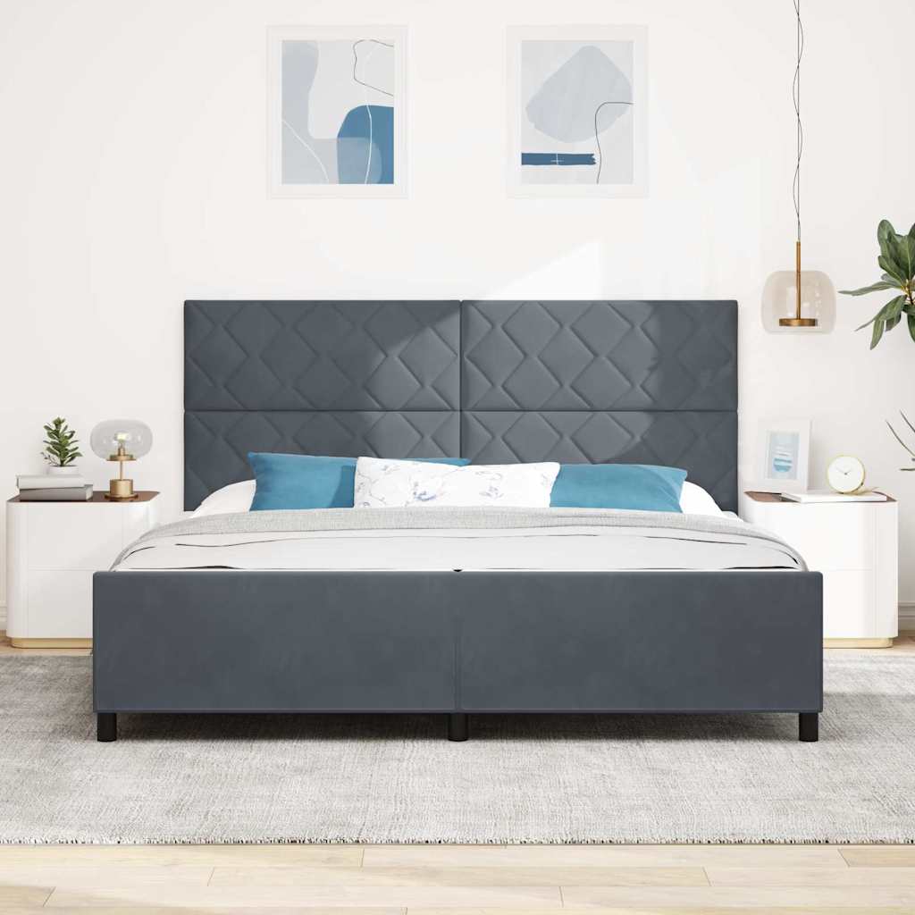 Box spring seng med hovedgærde Mørkegrå 200 x 200 cm Fløjl