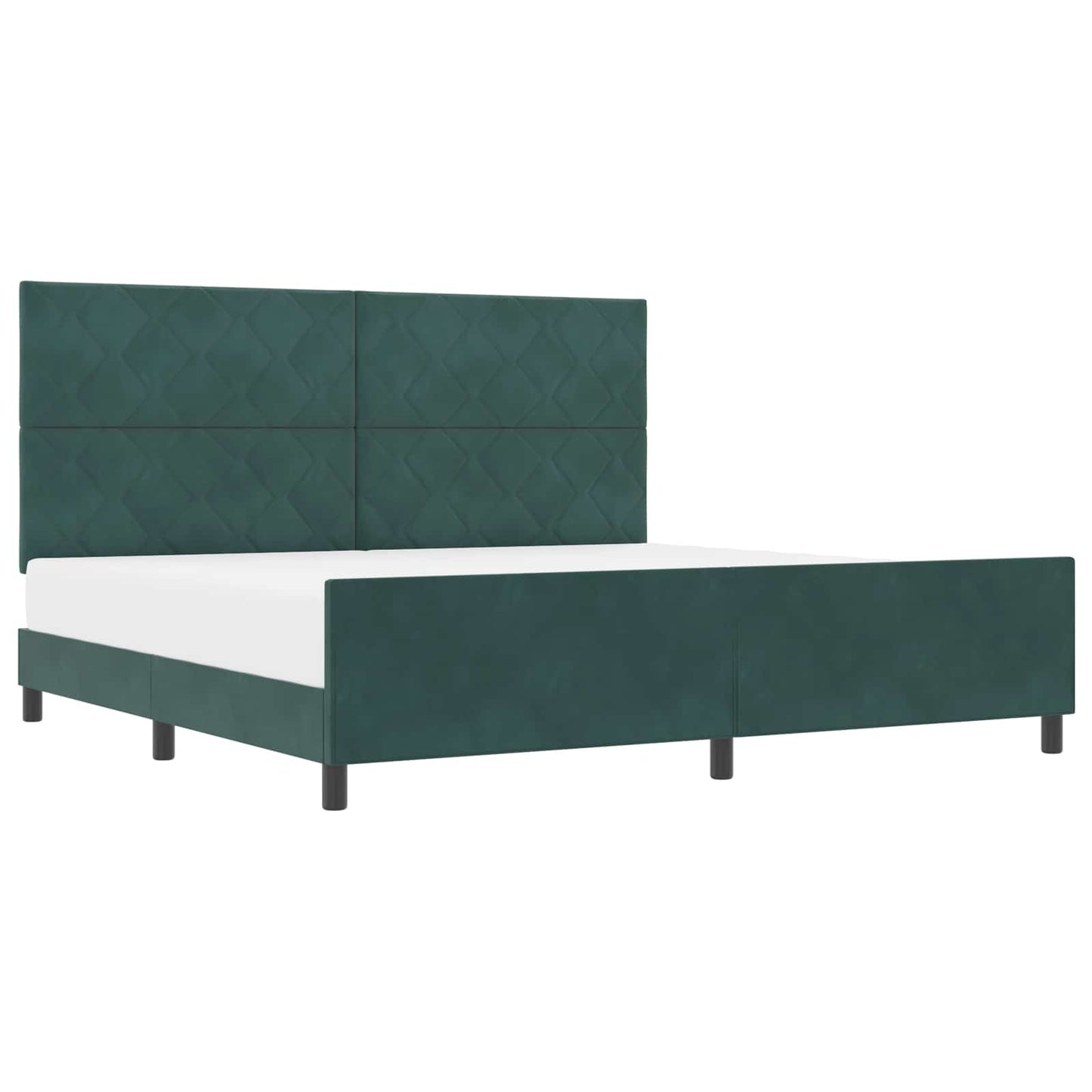 Box spring seng med hovedgærde Mørkegrøn 200 x 200 cm Fløjl