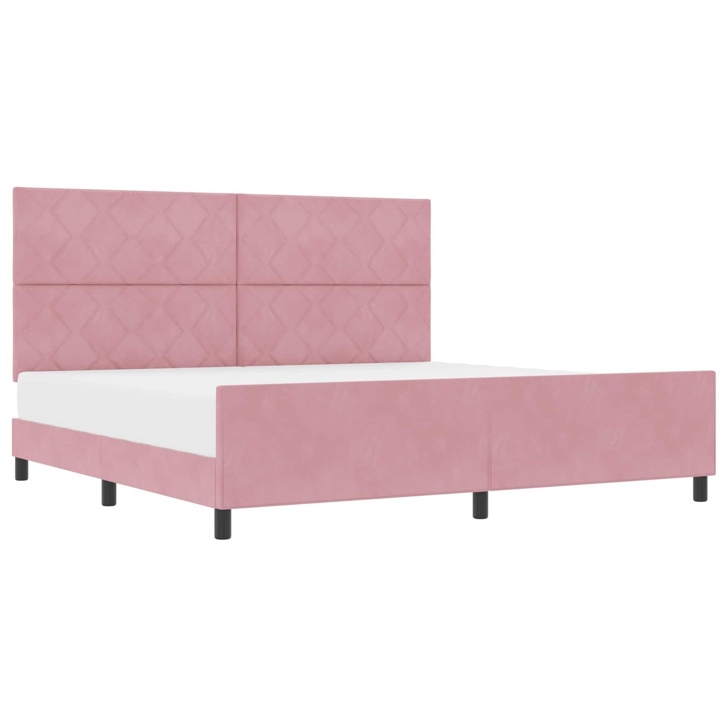 Box spring seng med hovedgærde Lyserød 200 x 200 cm Fløjl