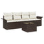 Havesofa Sæt med pude 5 pcs Brun og Creme polyrattan