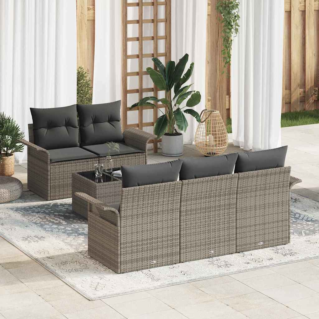 Havesofa Sæt med pude med opbevaring 6 pcs Grå 55 x 55 x 37 cm