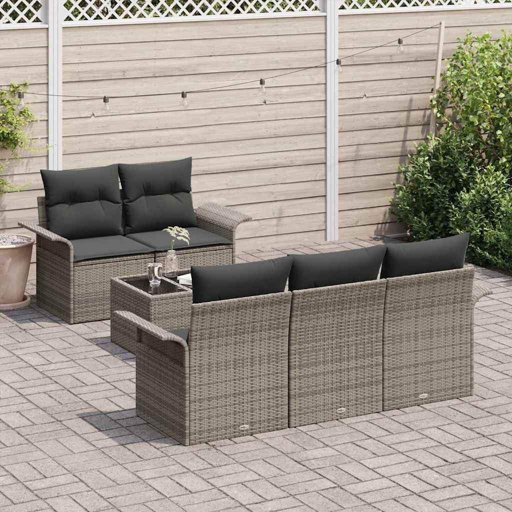 Havesofa Sæt med pude med opbevaring 6 pcs Grå 55 x 55 x 37 cm