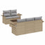 Havesofa Sæt med pude 6 pcs Beige og grå 55 x 55 x 37 cm