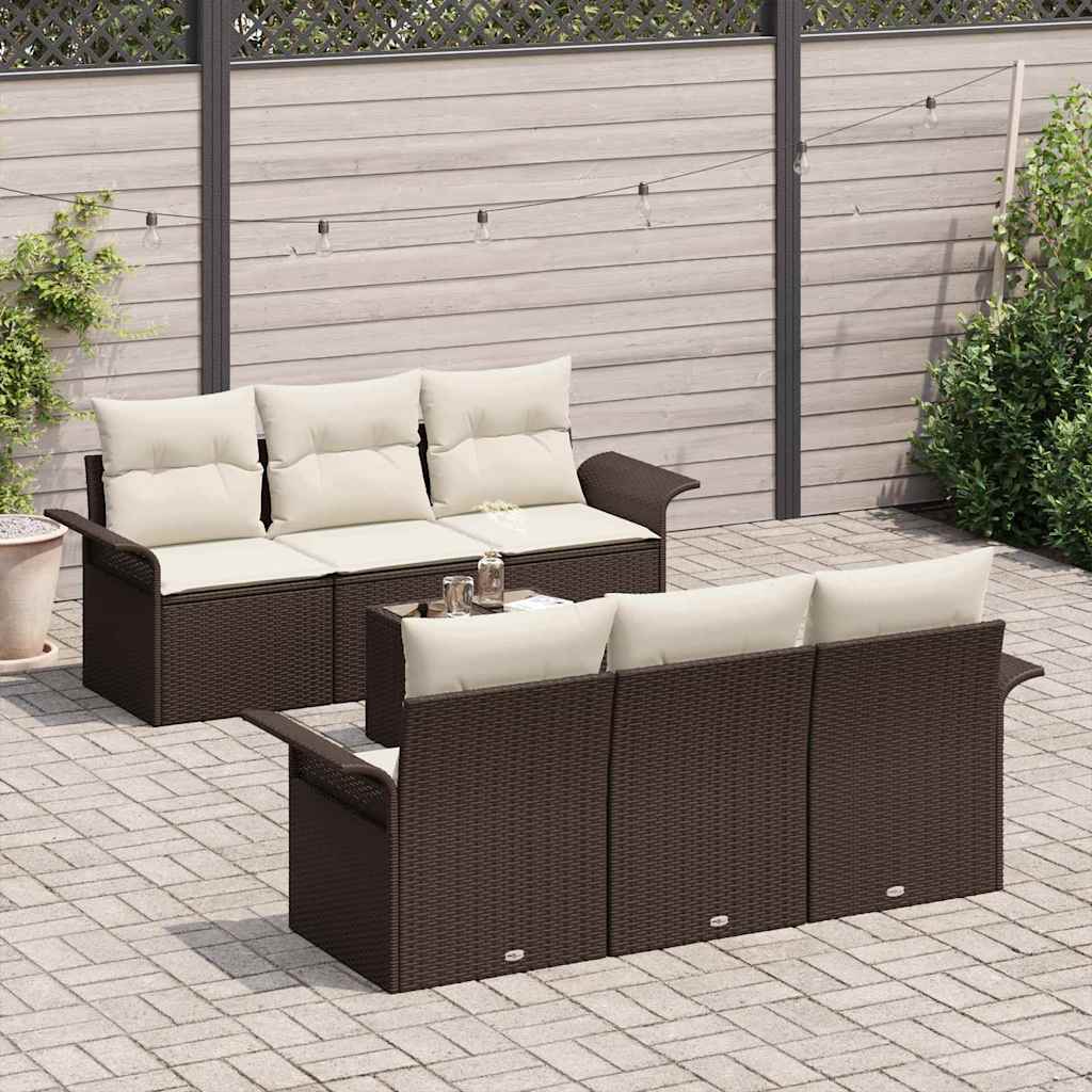 Havesofa Sæt 7 stk. Brun og Creme polyrattan