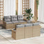 Havesofa Sæt med pude 7 pcs Beige og grå polyrattan