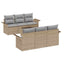 Havesofa Sæt med pude 7 pcs Beige og grå polyrattan