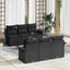 Havesofa Sæt med pude med opbevaring 7 pcs Sort polyrattan