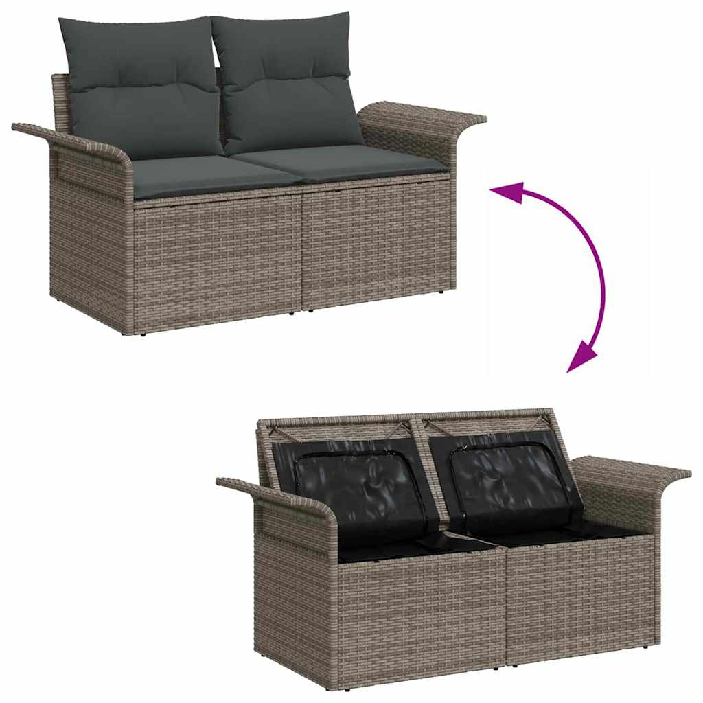 Havesofa Sæt med pude 7 pcs Grå 55 x 55 x 37 cm polyrattan