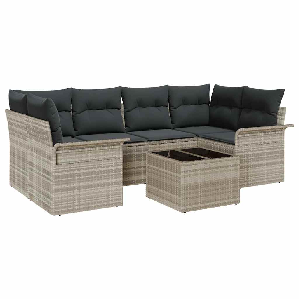 Havesofa Sæt med pude 7 pcs Lysegrå og mørkegrå 55 x 55 x 37 cm