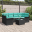 Havesofa Sæt med pude 7 pcs Sort og turkis polyrattan