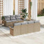 Havesofa Sæt med pude 8 pcs Beige og grå polyrattan