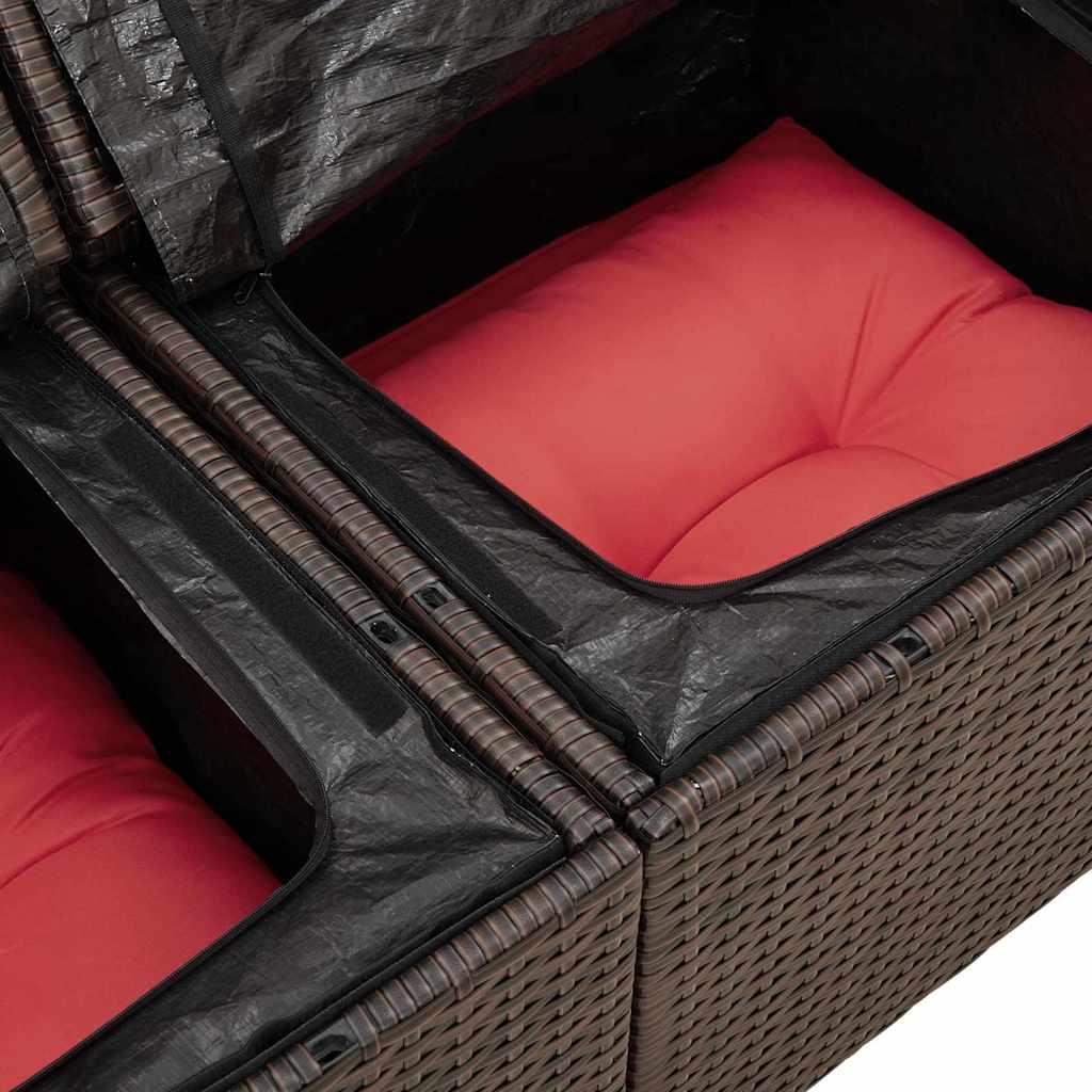 Havesofa Sæt med pude 8 pcs Beige og Rød polyrattan