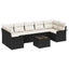 Havesofa Sæt med pude 8 pcs Sort og Cream polyrattan