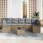 Havesofa Sæt med pude 8 pcs Beige og grå polyrattan