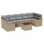 Havesofa Sæt med pude 8 pcs Beige og grå polyrattan