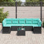 Havesofa Sæt med pude 8 pcs Sort og turkis polyrattan