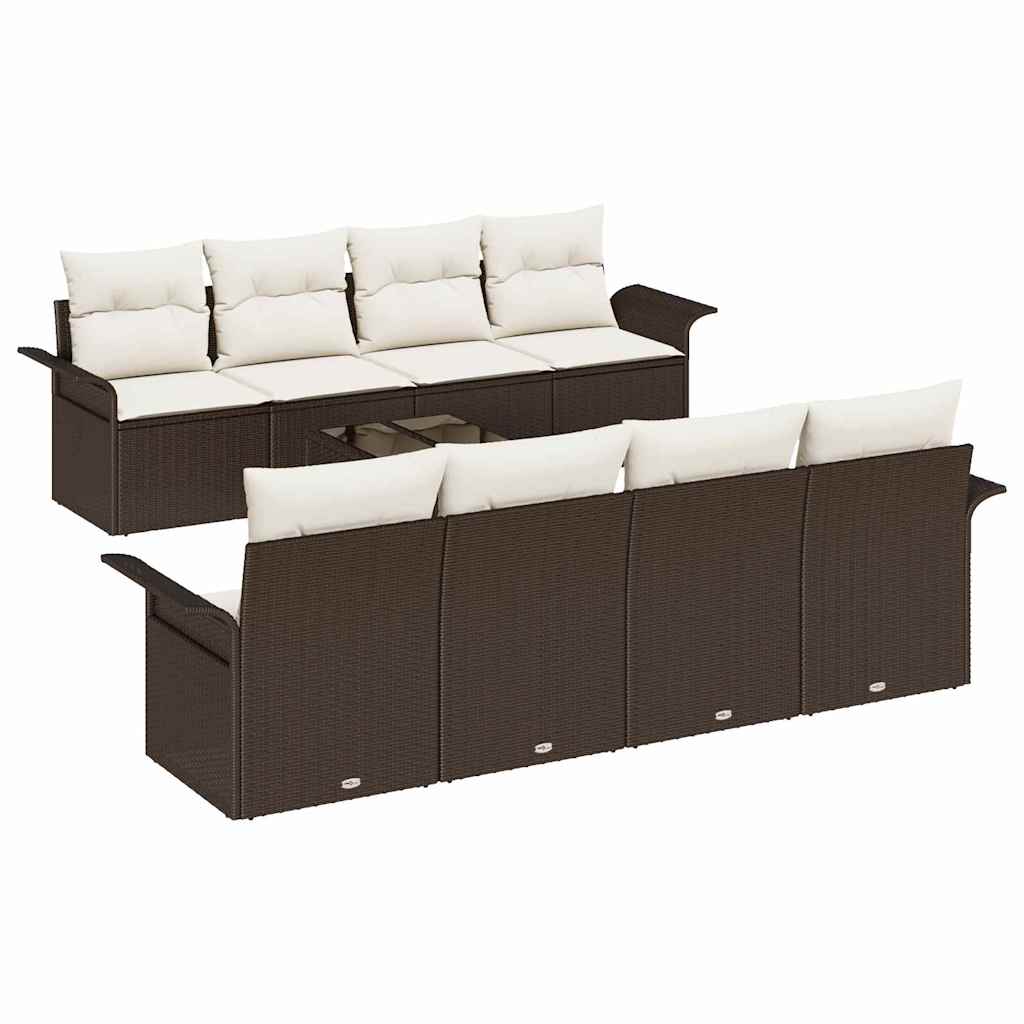 Havesofa Sæt 9 stk. 8-Antal sæder Brun og Creme polyrattan