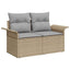 Havesofa Sæt med pude 9 pcs Beige og grå polyrattan