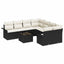 Havesofa Sæt med pude 9 pcs Sort og Cream polyrattan