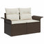 Havesofa Sæt med pude 9 pcs Brun og Creme polyrattan