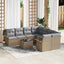 Havesofa Sæt med pude 9 pcs Beige og grå polyrattan