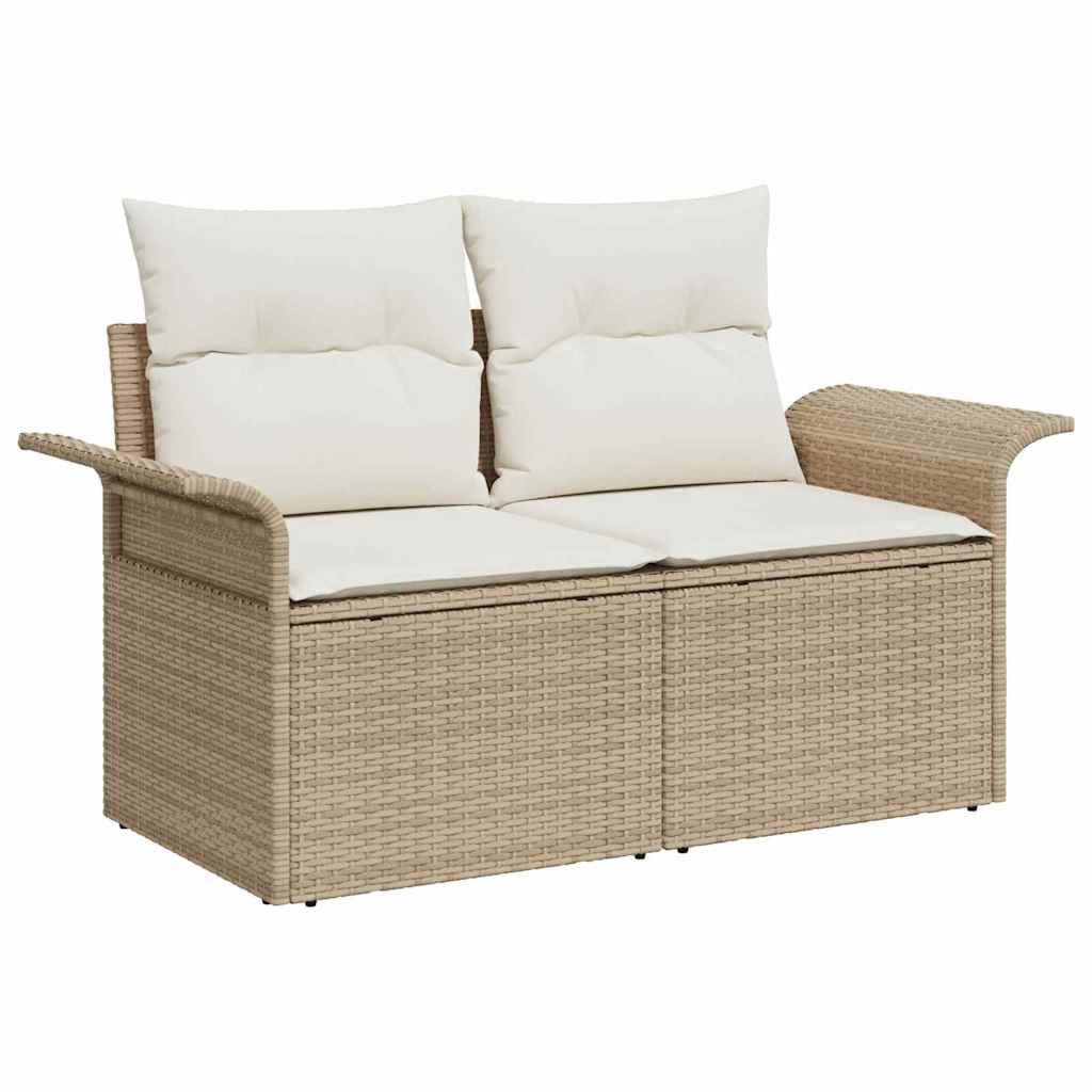 Havesofa Sæt med pude 9 pcs Beige og creme polyrattan