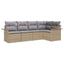 Havesofa Sæt med pude med opbevaring 5 pcs Beige Poly rattan