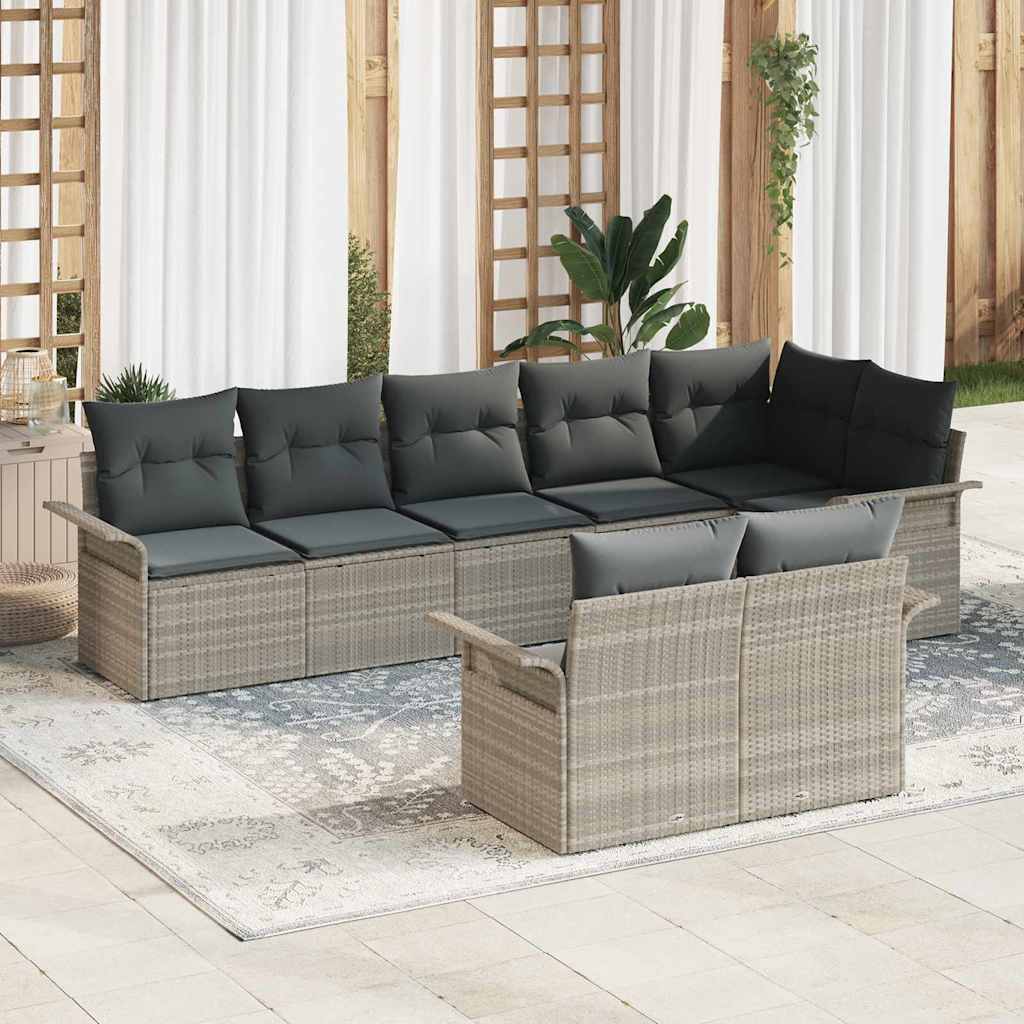 Havesofa Sæt 8 stk. Lysegrå polyrattan