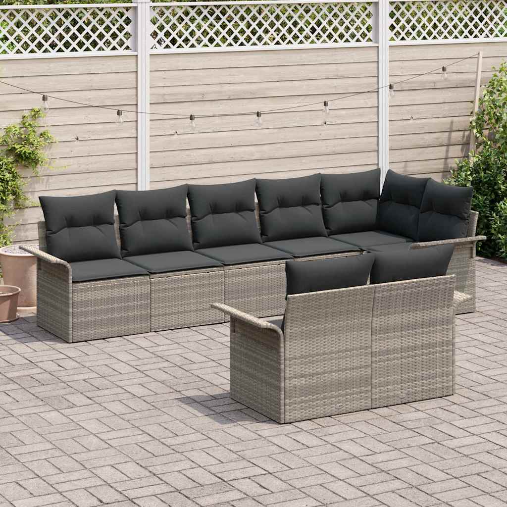 Havesofa Sæt 8 stk. Lysegrå polyrattan