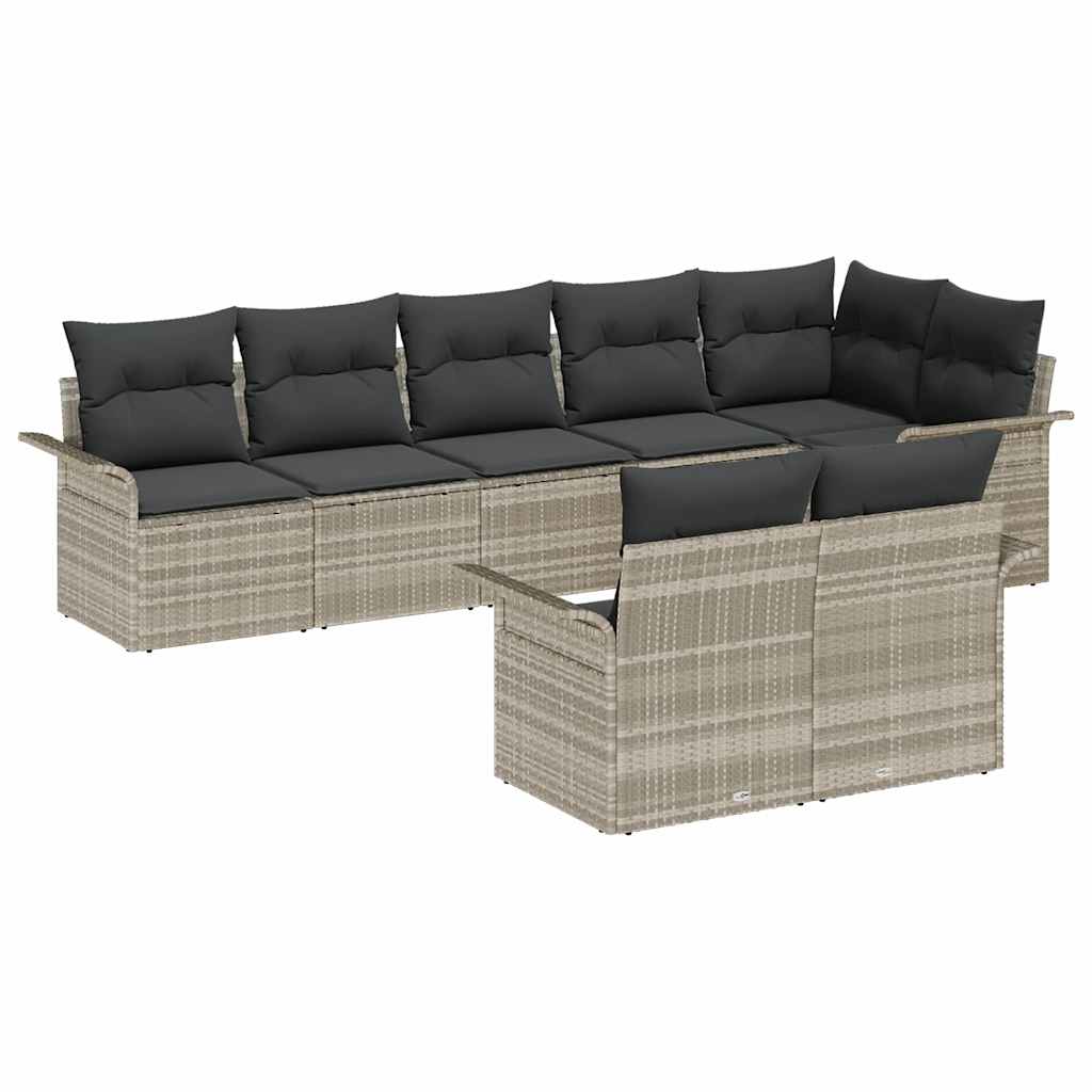 Havesofa Sæt 8 stk. Lysegrå polyrattan