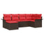 Havesofa Sæt med opbevaring 6 pcs Brun polyrattan