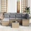 Havesofa Sæt med pude med opbevaring 7 pcs Beige Poly rattan