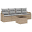 Havesofa Sæt 5 pcs Beige og grå Polyrattan og stål og glas