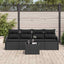 Havesofa Sæt med opbevaring med pude 5 pcs Sort polyrattan