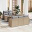 Havesofa Sæt 6 pcs Beige og grå Polyrattan og stål og glas
