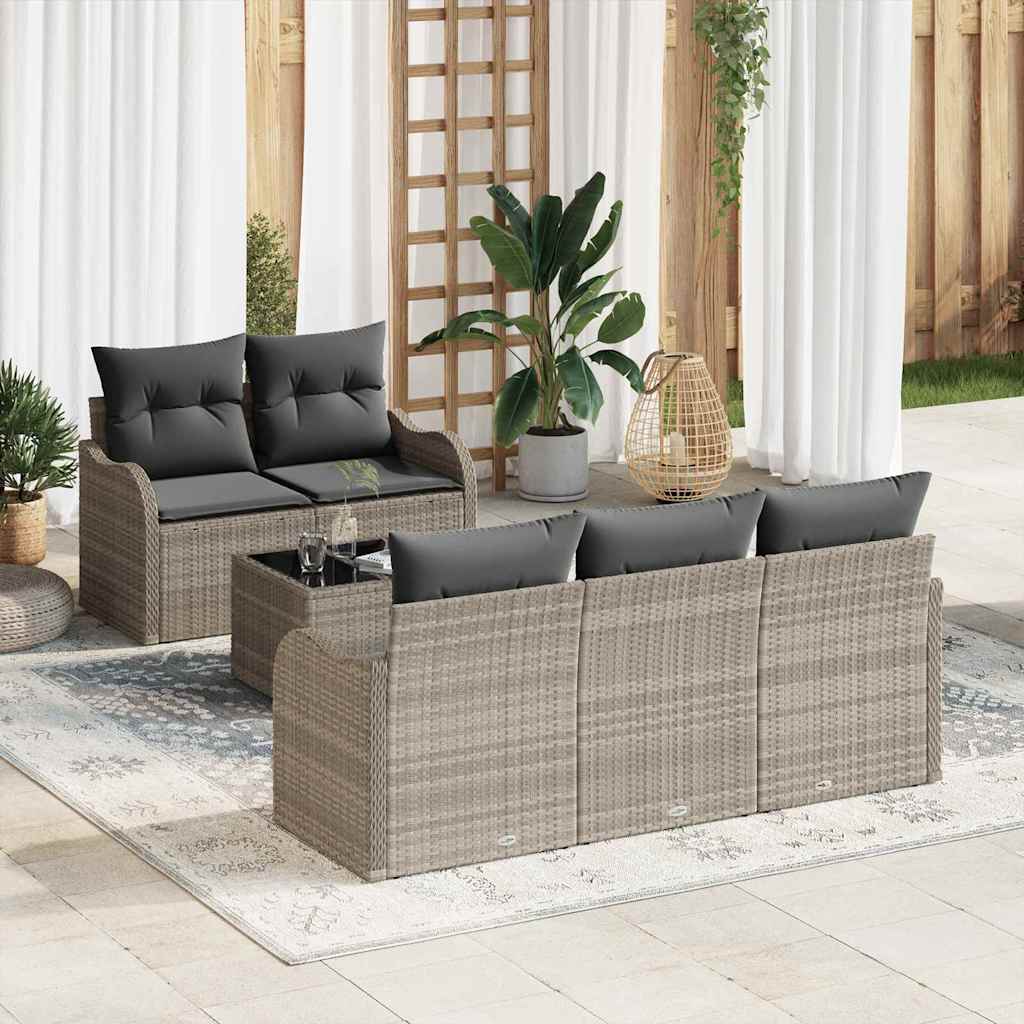 Havesofa Sæt med pude med opbevaring 6 pcs Lysegrå og mørkegrå