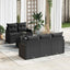 Havesofa Sæt med pude 6 pcs Sort Polyrattan og stål og glas