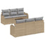 Havesofa Sæt 7 pcs Beige og grå Poly Rattan og Stål og Glas