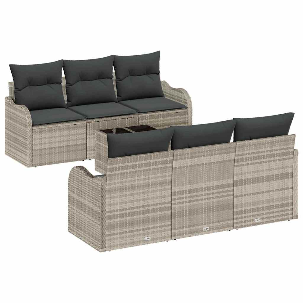 Havesofa Sæt med pude med opbevaring 7 pcs Lysegrå og mørkegrå