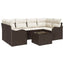 Havesofa Sæt 7 pcs Brun og Creme Polyrattan og stål og glas