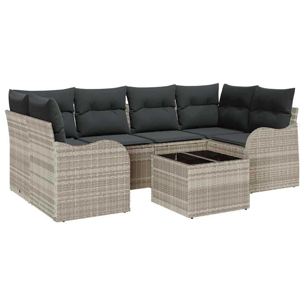 Havesofa Sæt med pude med opbevaring 7 pcs Lysegrå og mørkegrå