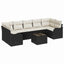 Havesofa Sæt 8 pcs Sort og Cream Poly Rattan og Stål og Glas