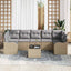 Havesofa Sæt 8 pcs Beige og grå Poly Rattan og Stål og Glas