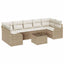 Havesofa Sæt 8 pcs Beige og creme Poly Rattan og Stål og Glas