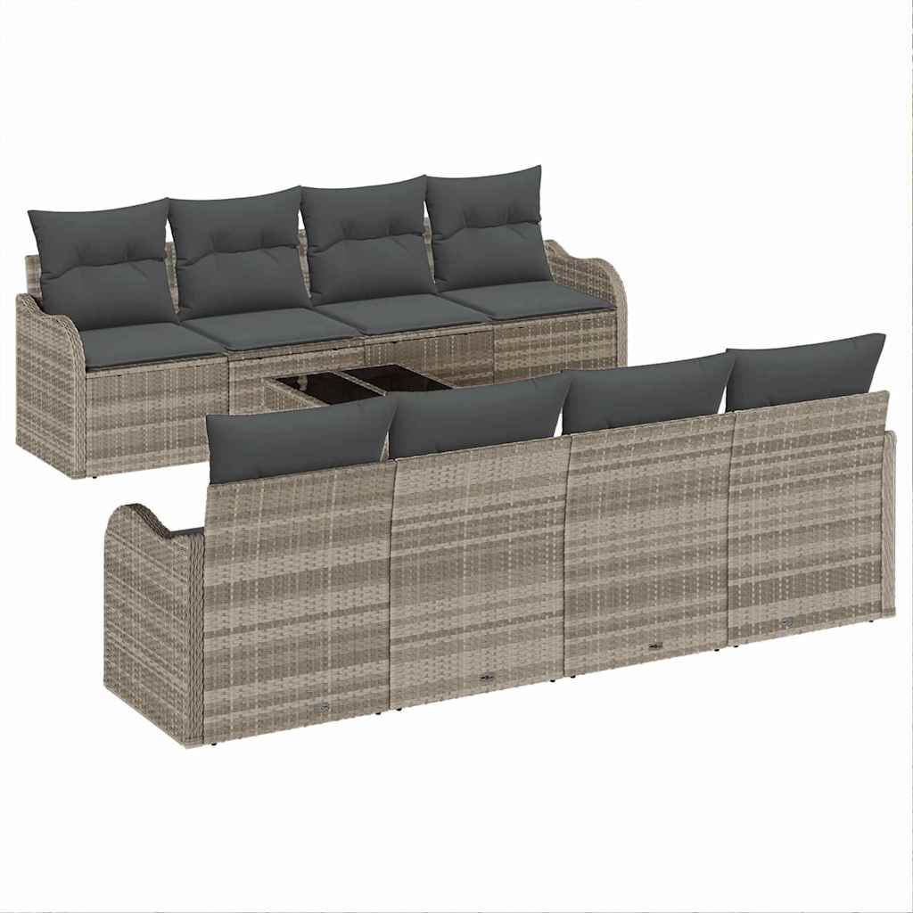 Havesofa Sæt med pude med opbevaring 9 pcs Lysegrå og mørkegrå